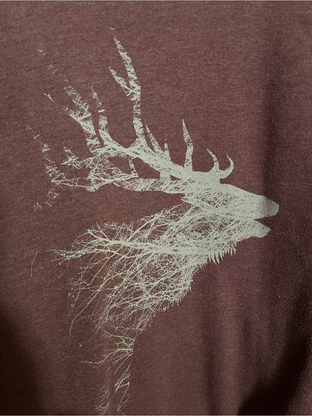 THE NORTH FACE Classic Deer Graphic Outdoor Fleece Sweatshirt Maroon Tan Wms XL - Picture 2 of 4